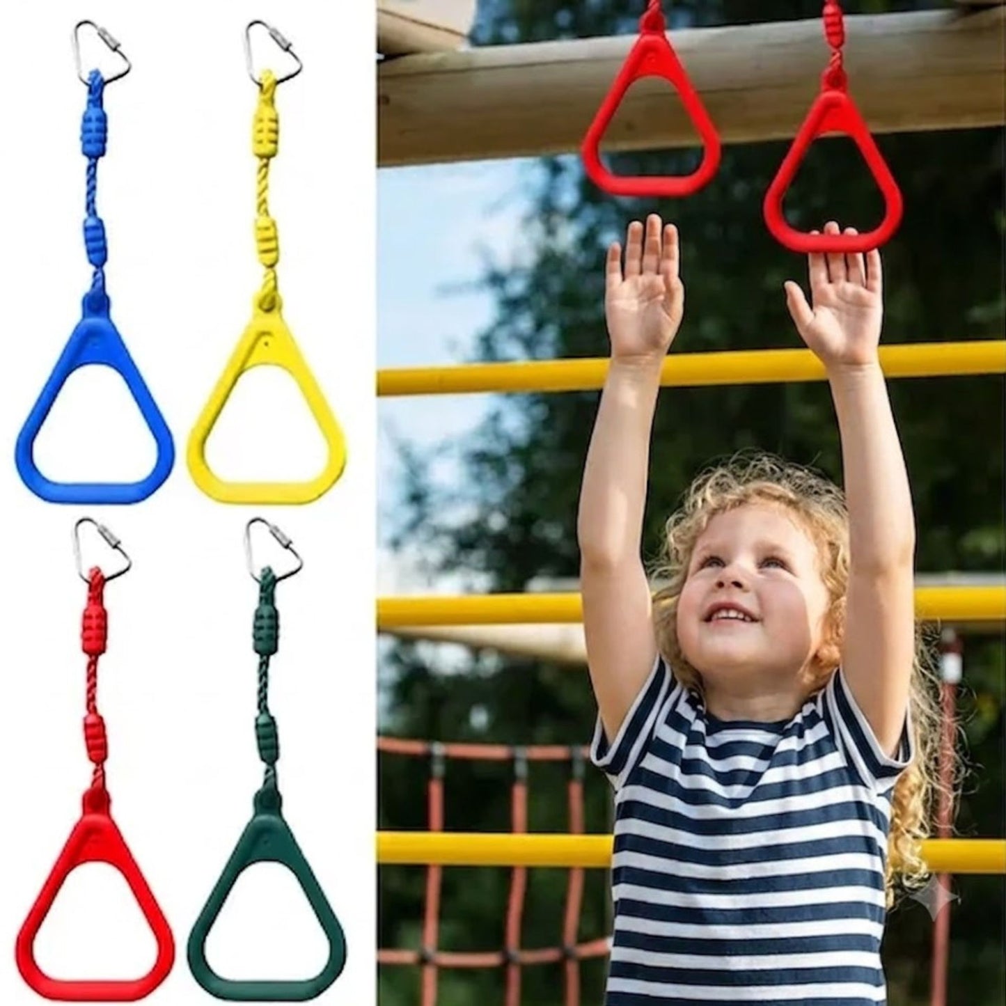 Obstacle Course Attachment Pull-Up Rings Max Load 100KG CPC Safety Approval Set of One Pair 一對兒童體操吊環組