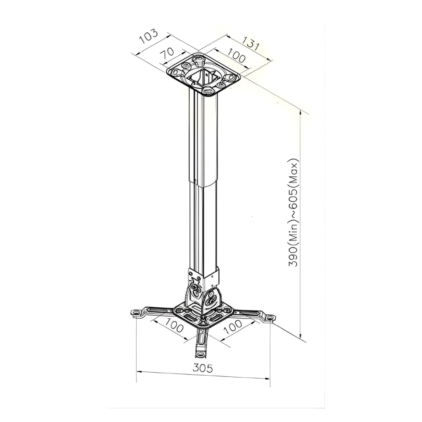390–605mm Heavy-duty Universal Projector Mount Bracket 通用型可伸縮專業級多功能投影機支架 (Copy)