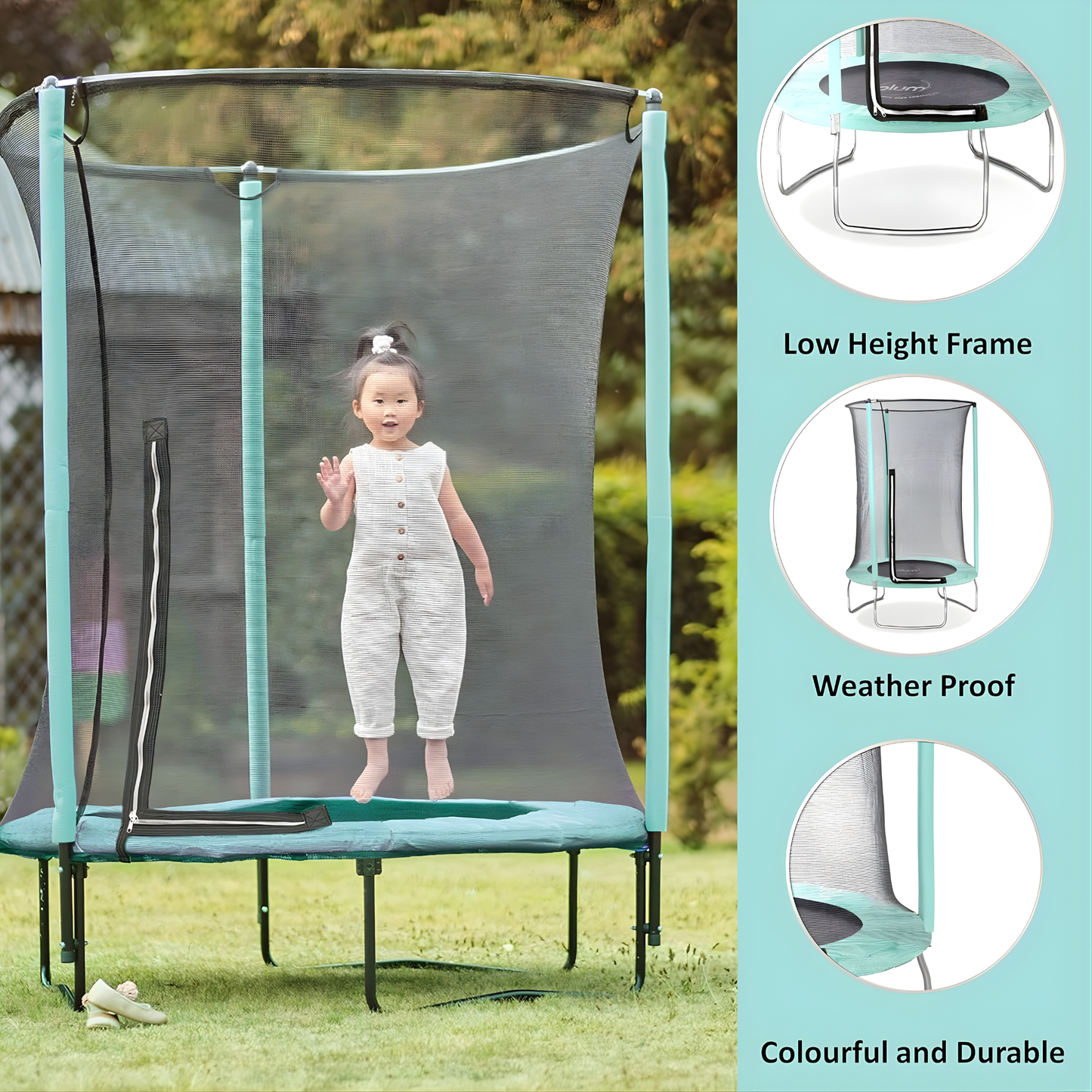 Plum Junior Trampoline and Enclosure Color Mint  D1.22m米直徑 兒童跳床連圍網 – 薄荷綠