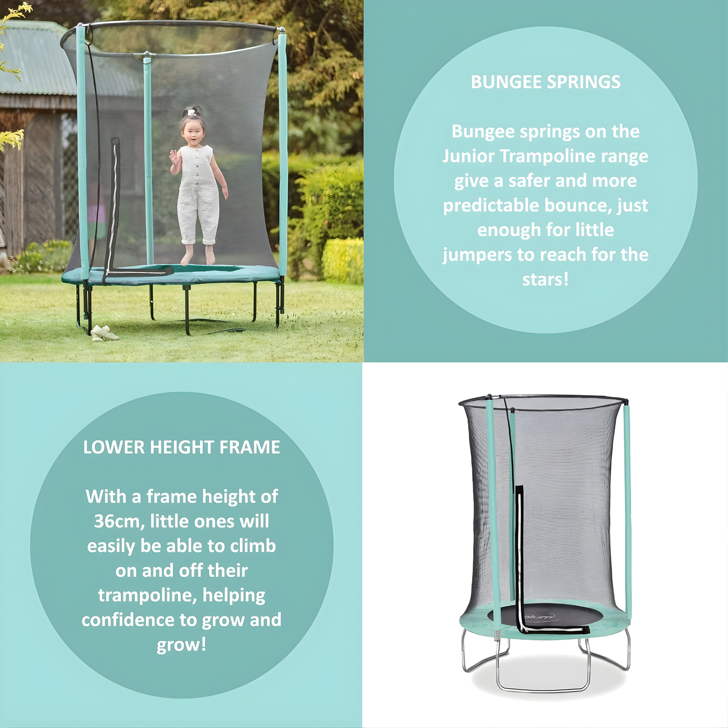 Plum Junior Trampoline and Enclosure Color Mint  D1.22m米直徑 兒童跳床連圍網 – 薄荷綠