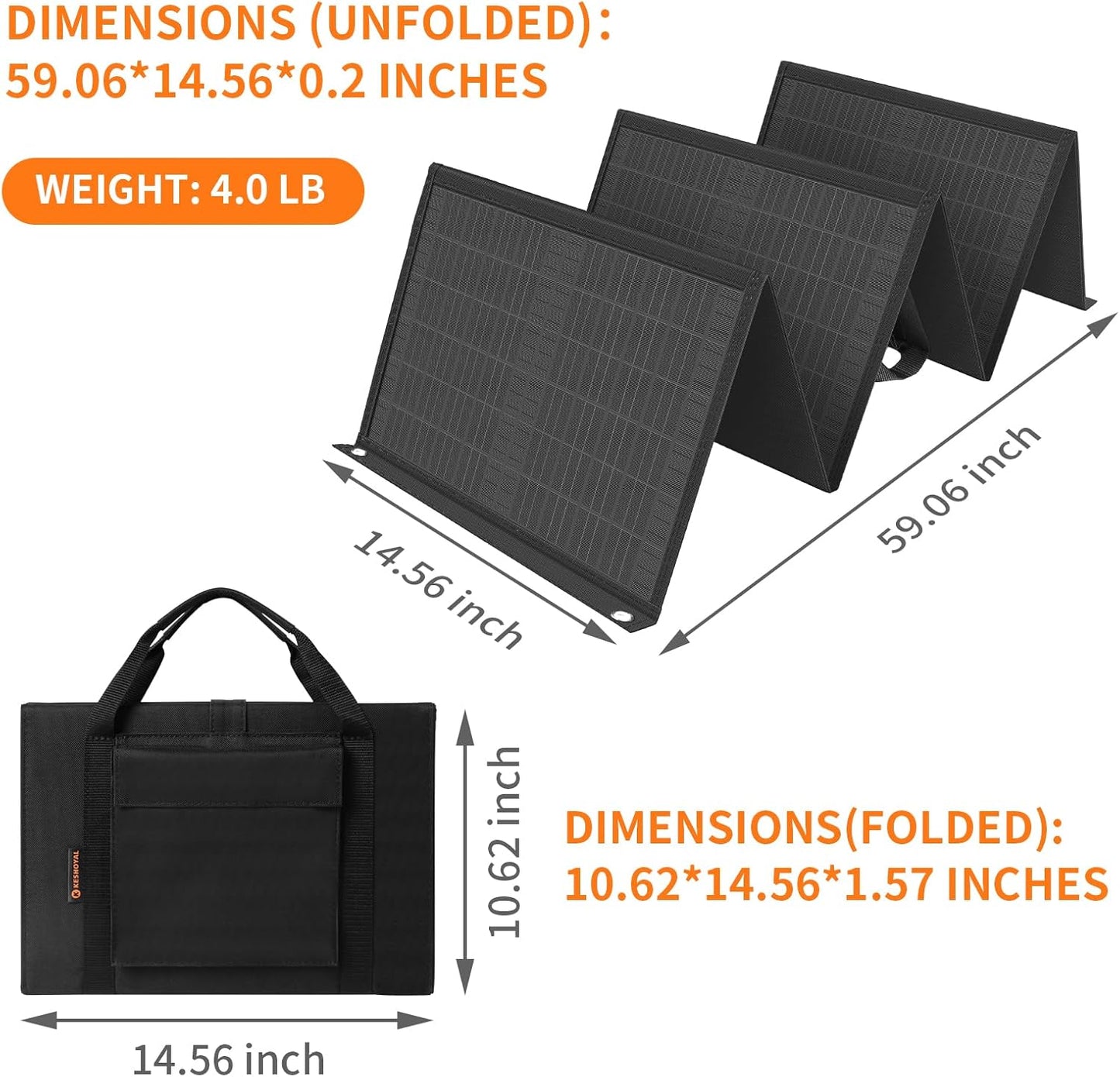 Portable Solar Panel – 40W Foldable Solar Panels with 5V USB and 18V DC 40W 可摺疊太陽能充電器