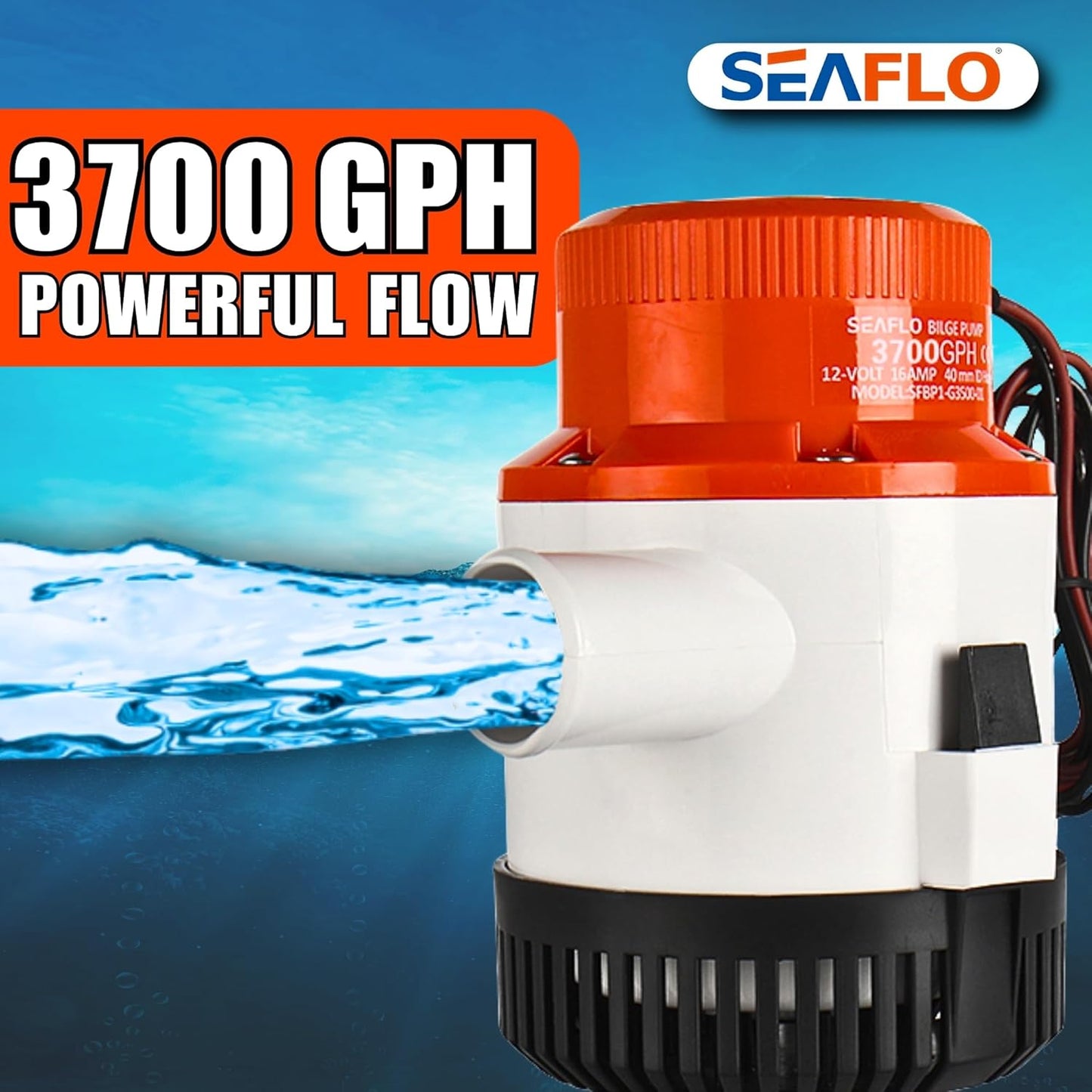 SEAFLO 01-Series 3700 GPH 12V High-Flow Submersible Pump 高流量潛水泵 防氣鎖保護