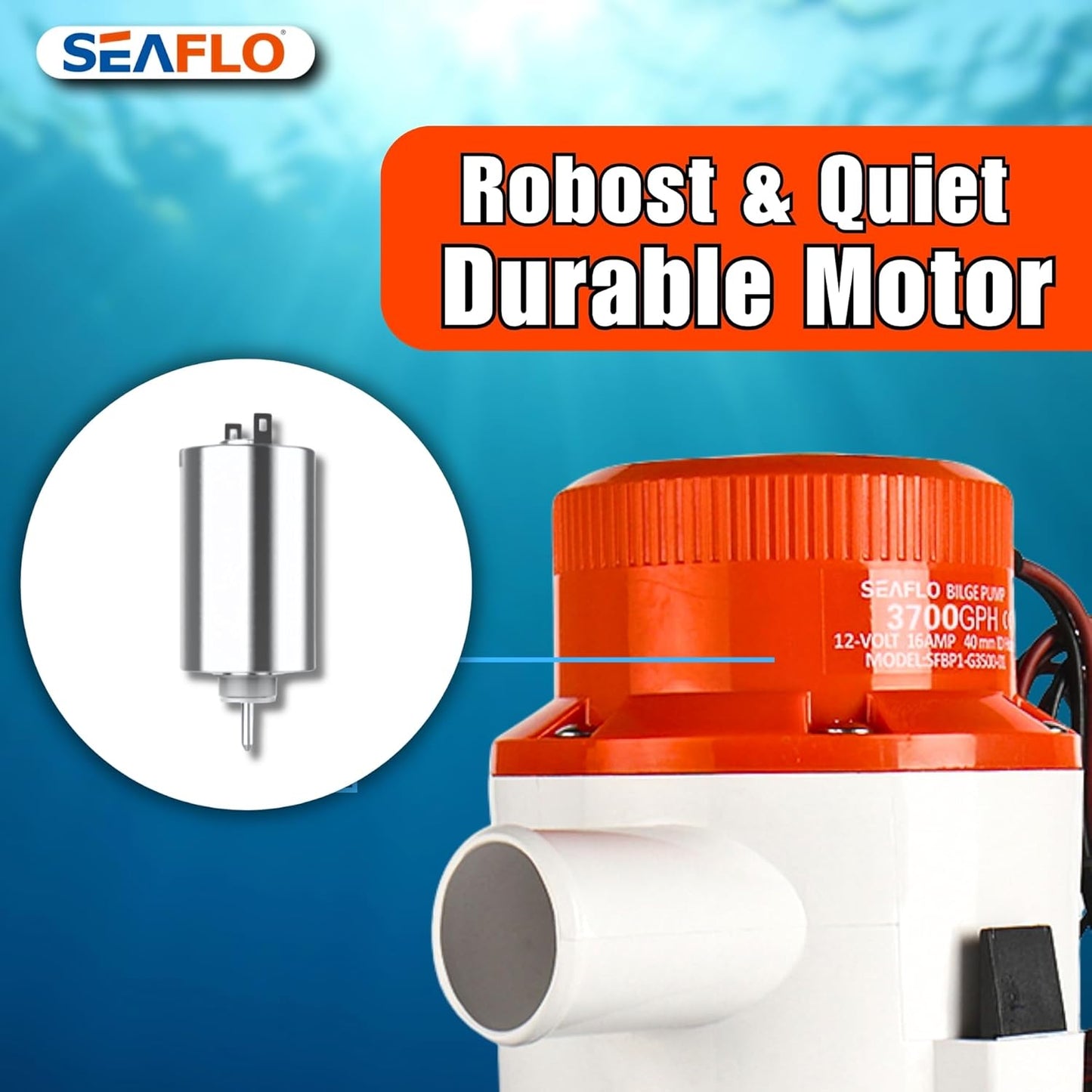 SEAFLO 01-Series 3700 GPH 12V High-Flow Submersible Pump 高流量潛水泵 防氣鎖保護