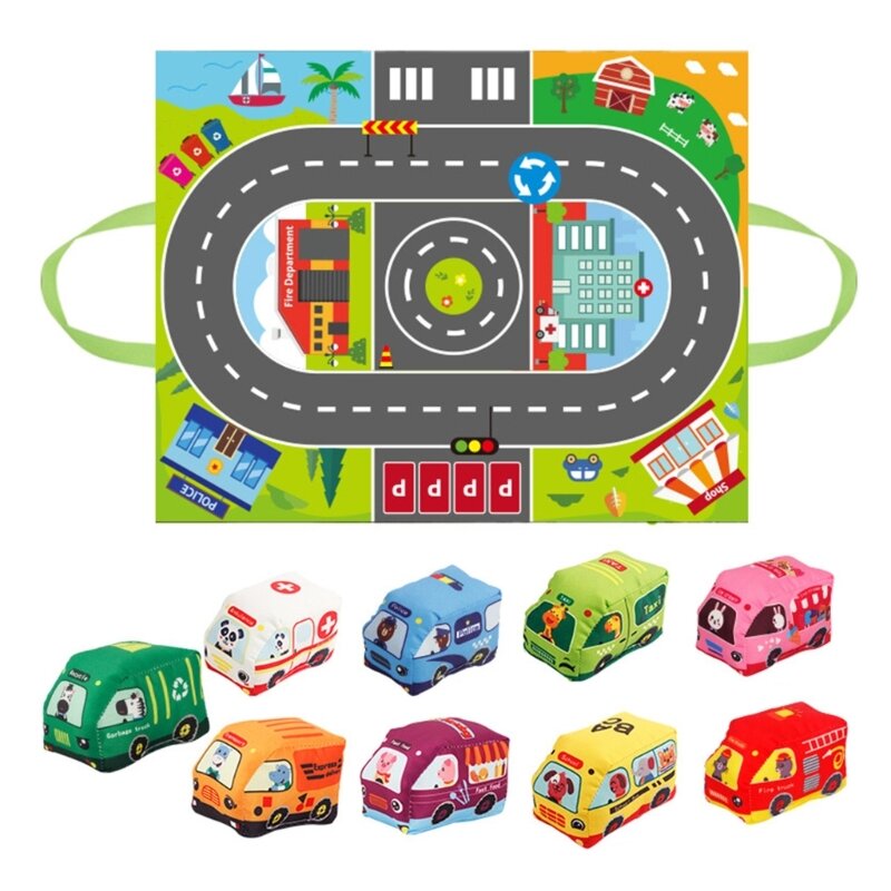 Fabricplay Vehicle Set with Multifunctional Play Mat 布綿製交通公工具配多功能遊戲墊