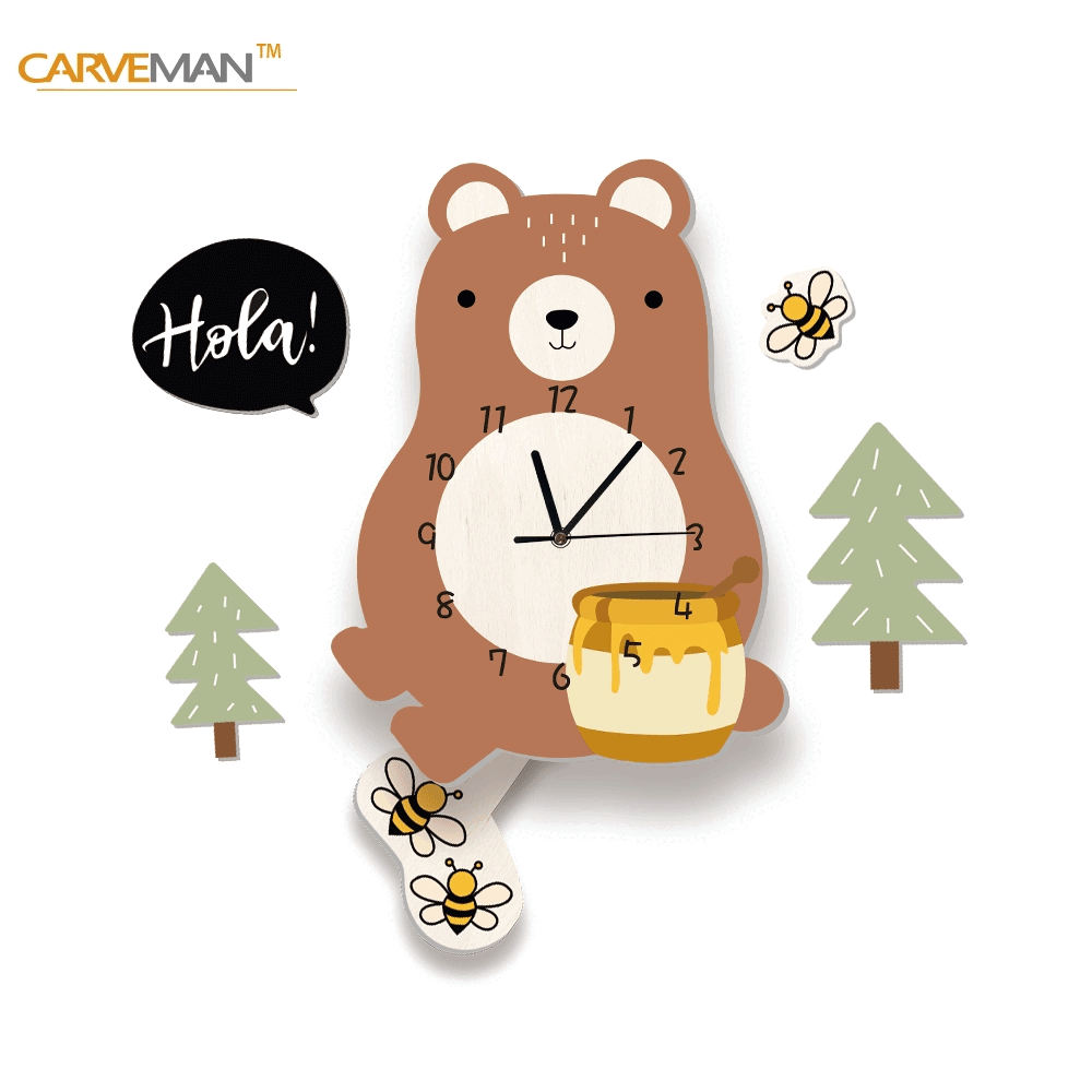 Kid's Pendulum Wall Clock - Little Bear 兒童搖擺掛牆鐘-小熊