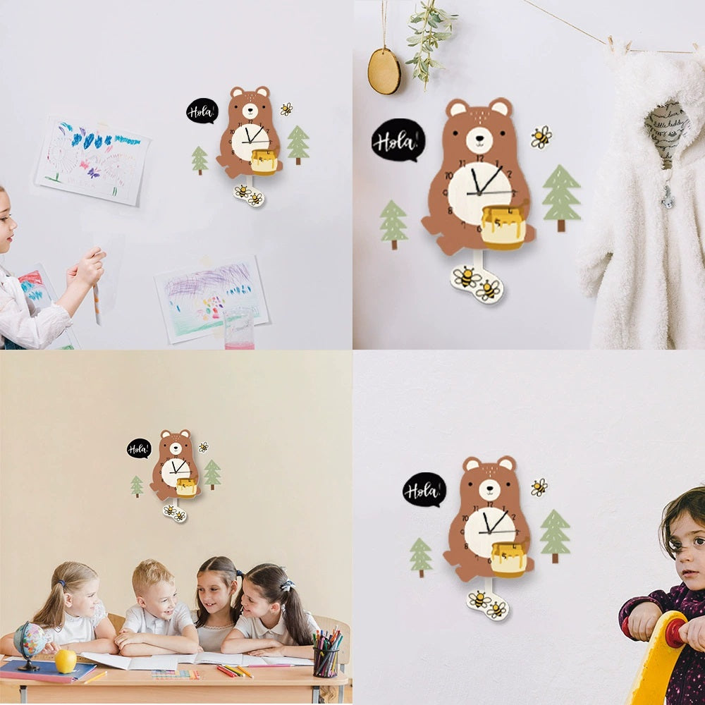 Kid's Pendulum Wall Clock - Little Bear 兒童搖擺掛牆鐘-小熊