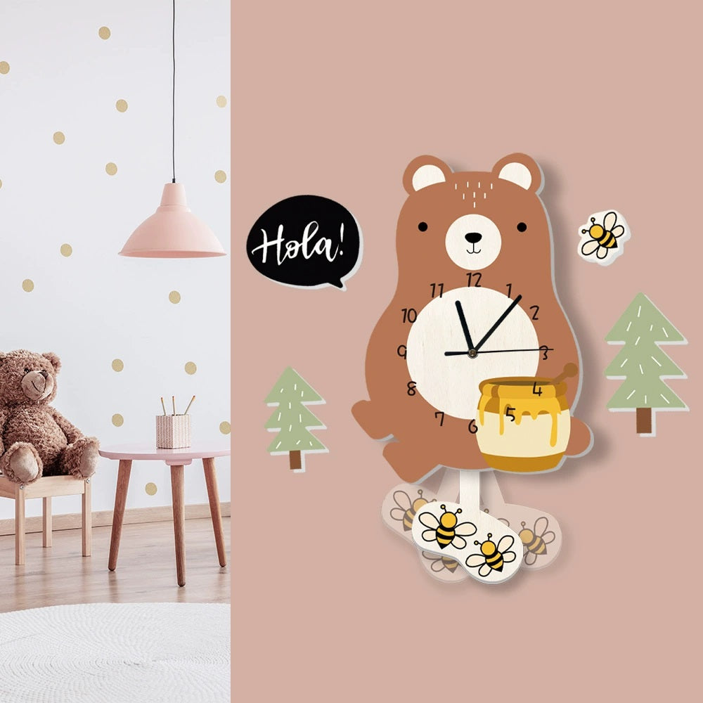 Kid's Pendulum Wall Clock - Little Bear 兒童搖擺掛牆鐘-小熊