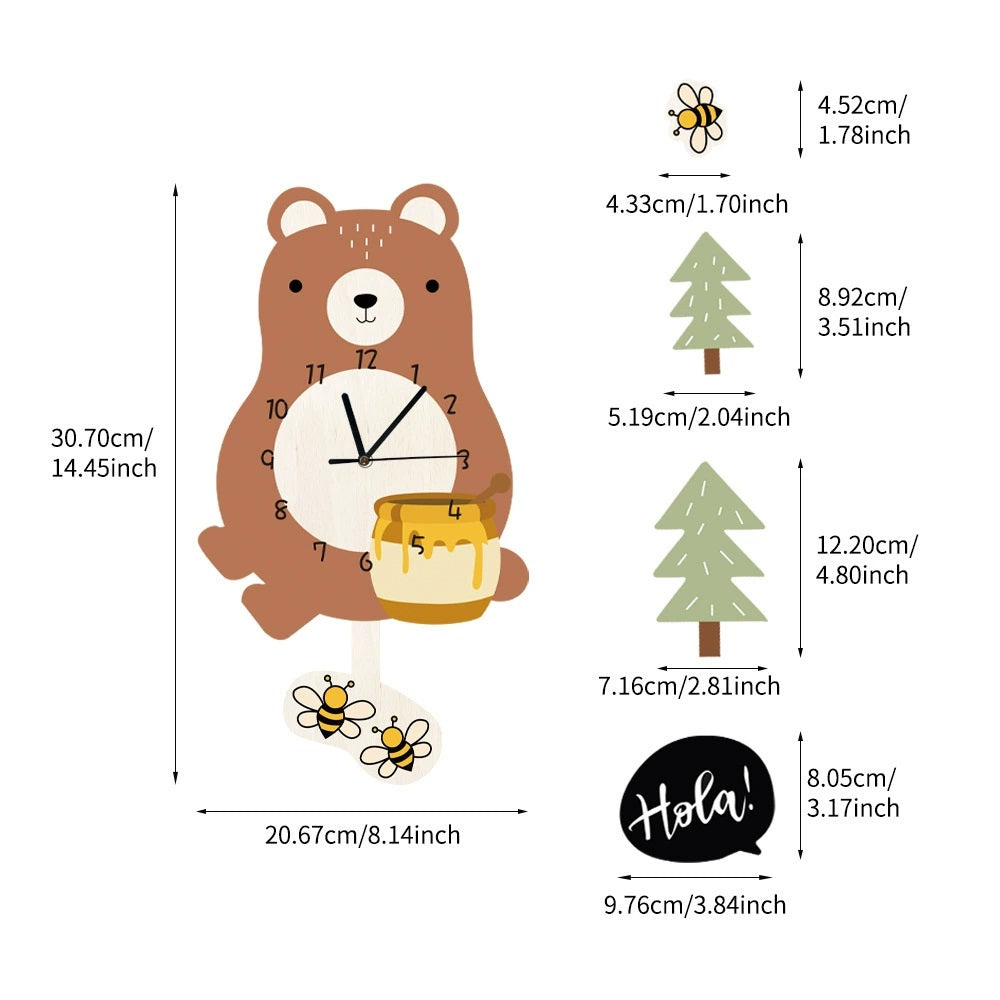 Kid's Pendulum Wall Clock - Little Bear 兒童搖擺掛牆鐘-小熊