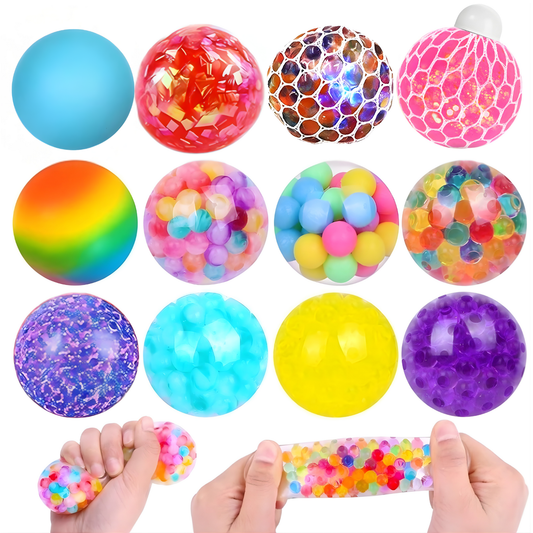Sensory Fidget Squeezy Stress Ball Style & Color Random Set of 12 捏捏舒壓減壓球12個套裝 (款式及顏色隨機)