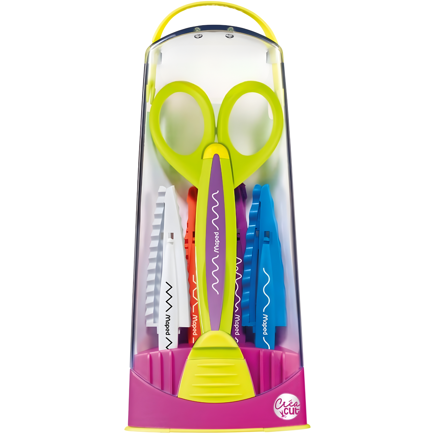 Crea Cut Craft Scissors with Assorted Pattern Blades 兒童安全花邊造型塑料剪5合1組合 5款可更換安全塑料剪，附收納盒
