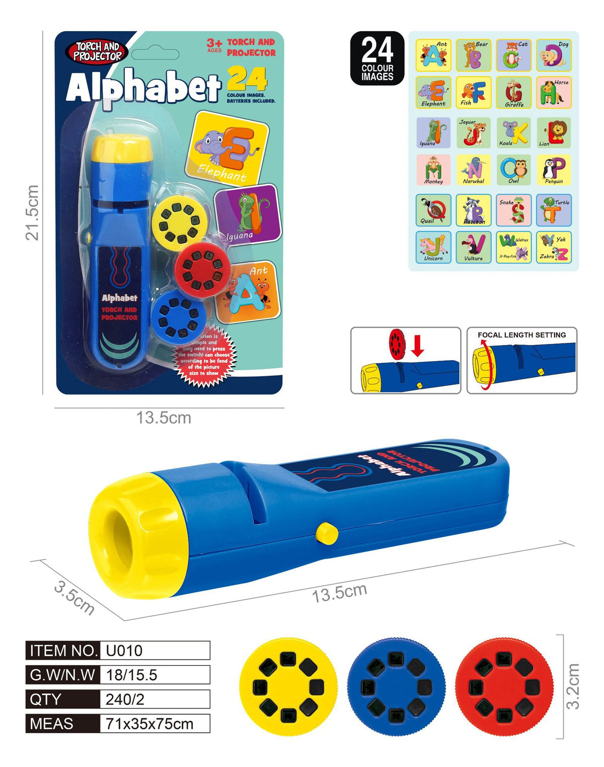 Kids Toy Torch Projector with 24 Images Set of 10個套裝幻燈片投影電筒 24個圖案