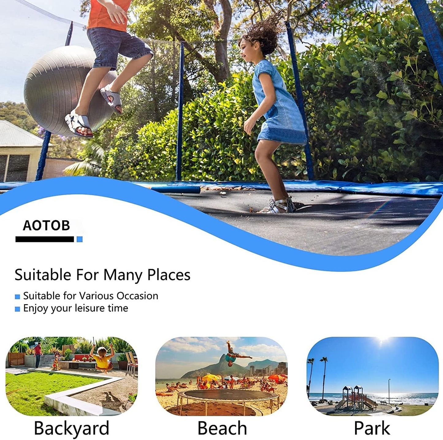 Outdoor Trampoline with Basketball Hoop, Heavy Duty Jumping Mat and Spring Cover Padding for Kids and Adults, Storage Bag and Ladder