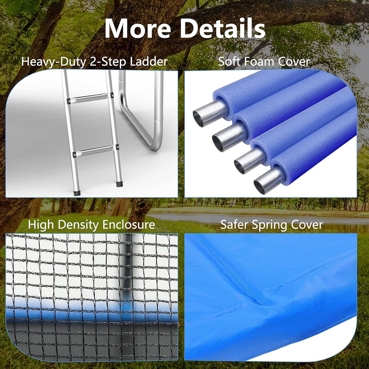Outdoor Trampoline with Basketball Hoop, Heavy Duty Jumping Mat and Spring Cover Padding for Kids and Adults, Storage Bag and Ladder