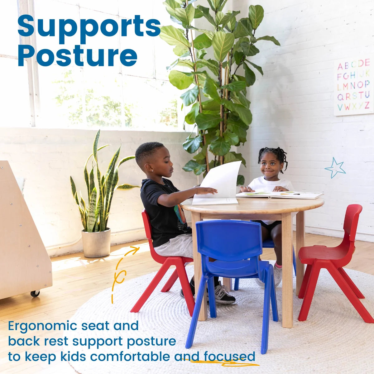 ECR4Kids Plastic School Stack Chair Set of 5張套裝 課室可疊高樹脂椅子 GREENGUARD Gold Certified