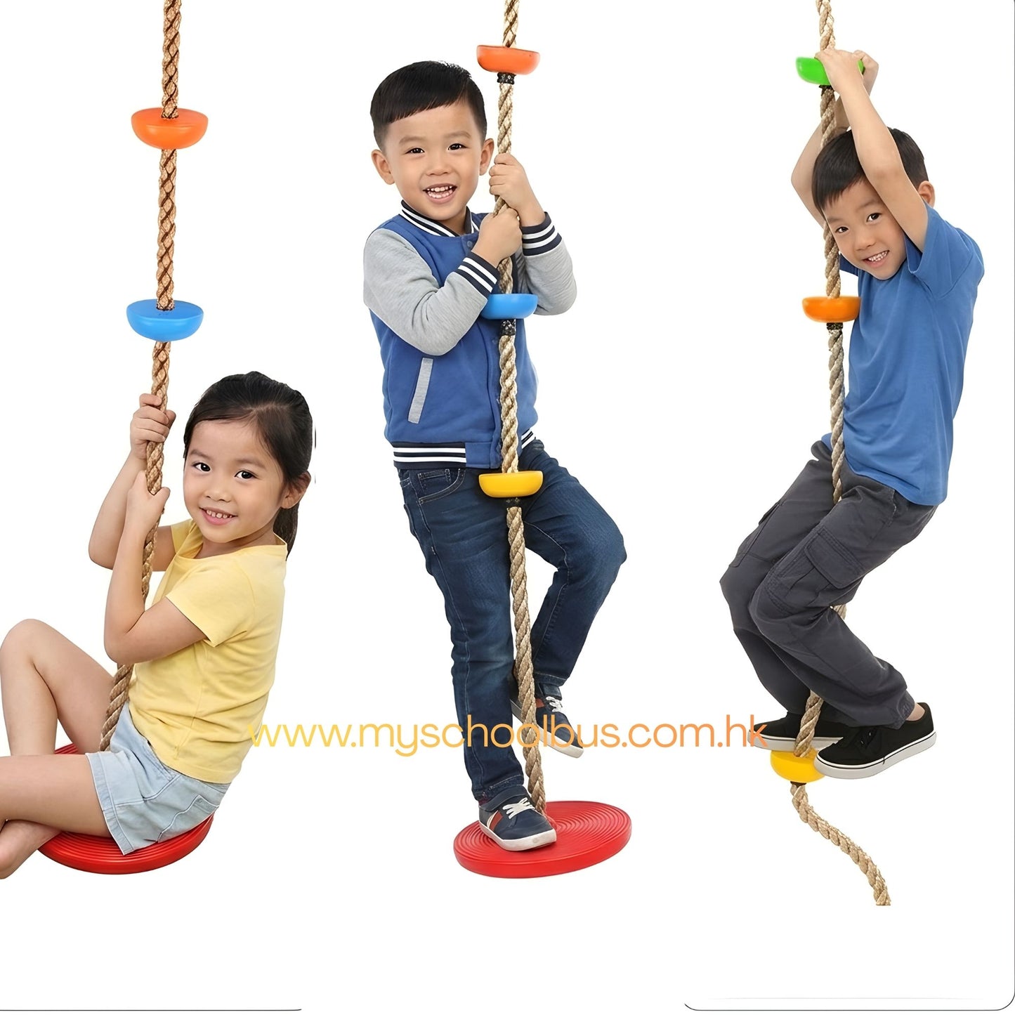 Obstacle Course Attachment Climbing Rope Swing with Disc 2m Max Load 100KG CPC Safety Approval 兒童障礙訓練 攀爬繩圓盤