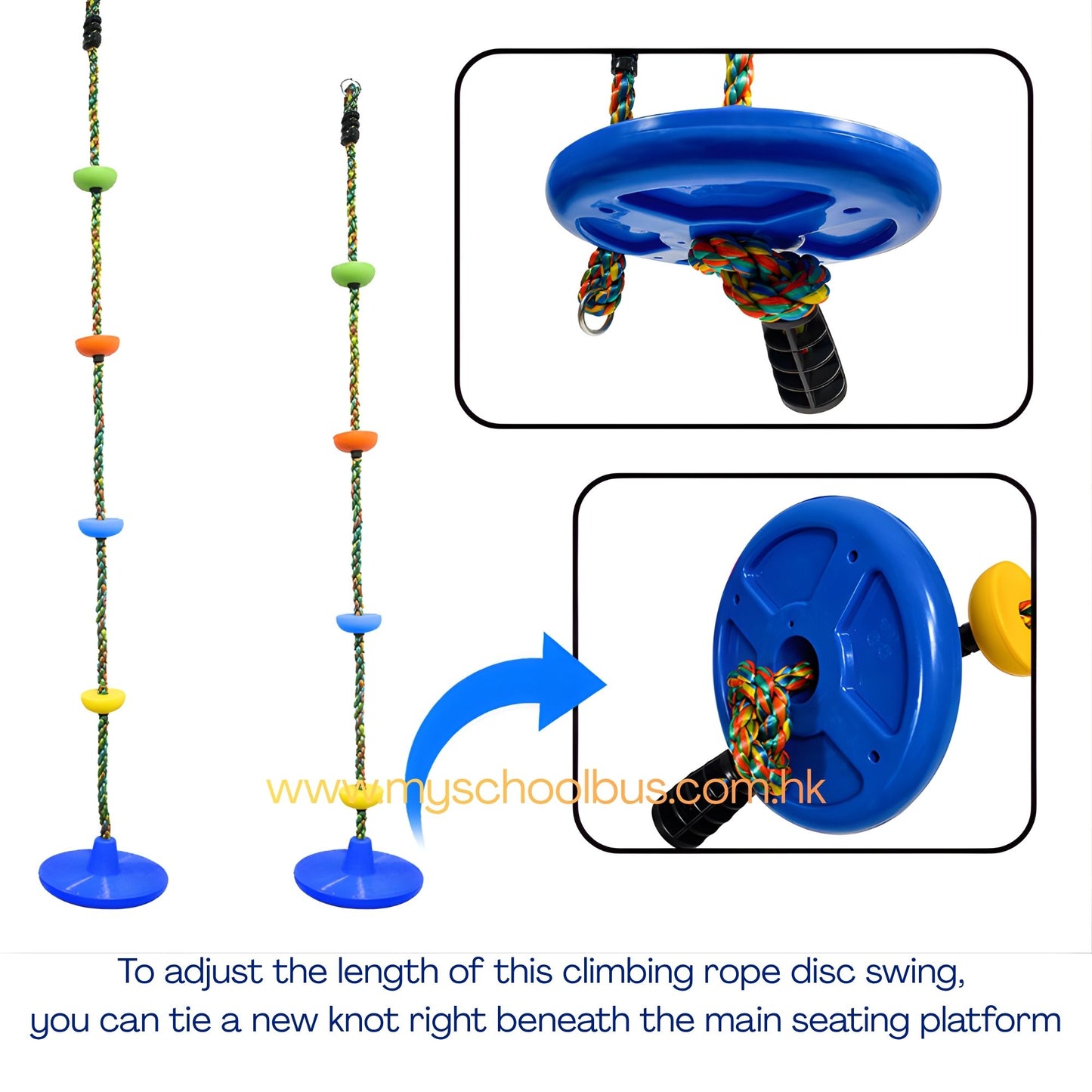 Obstacle Course Attachment Climbing Rope Swing with Disc 2m Max Load 100KG CPC Safety Approval 兒童障礙訓練 攀爬繩圓盤