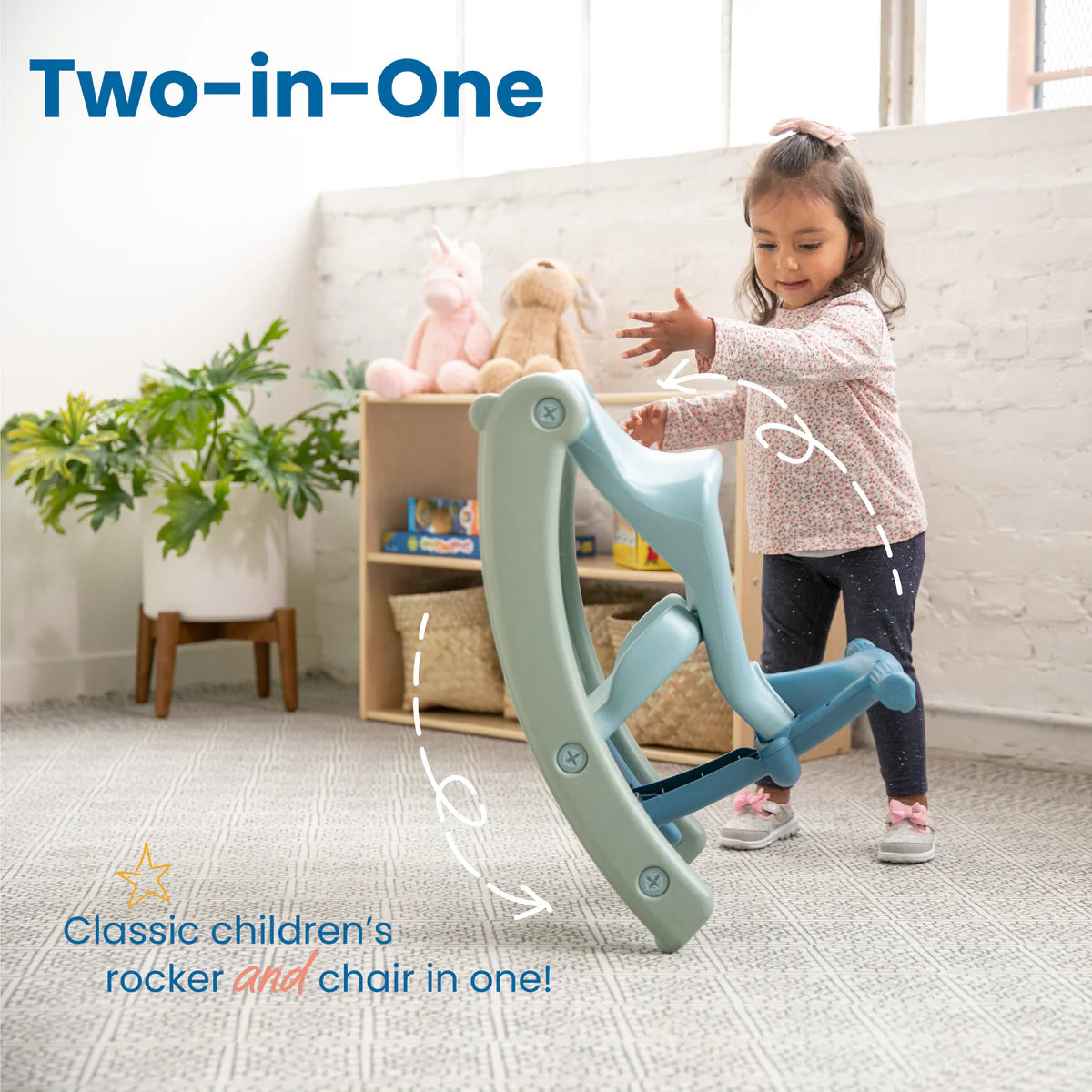 ECR4Kids Sit-N-Rock, Two-in-One Chair and Rocker for Kids and Toddlers, Indoor/Outdoor Sit-N-Rock，二合一兒童椅和搖椅，室內/室外適用