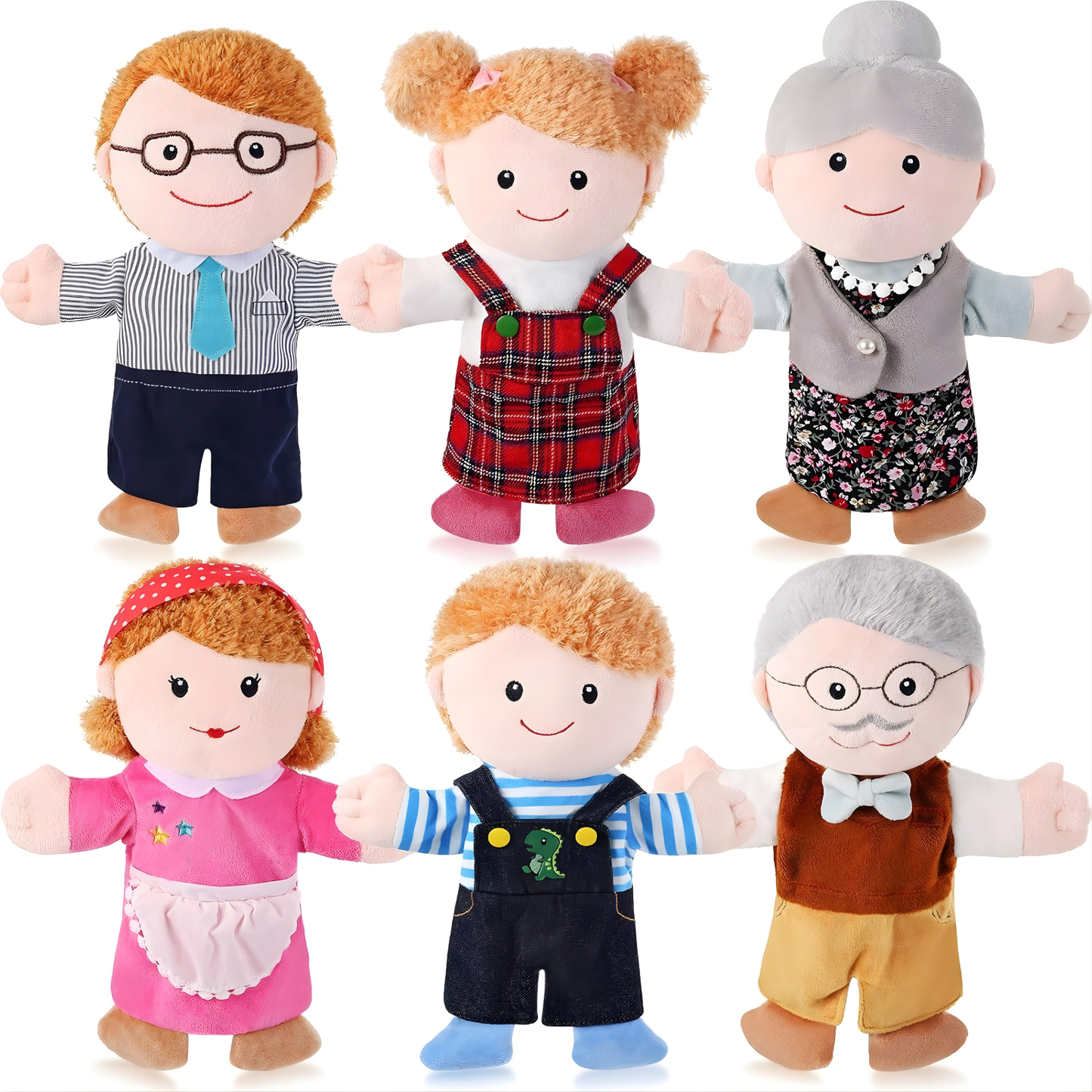 Family Puppet 30cm Set of 6 一家人家庭成員手偶 30cm六個套裝