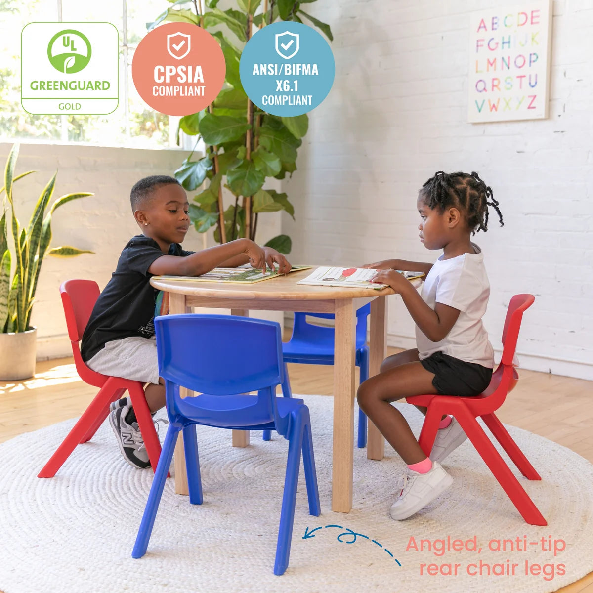 ECR4Kids Plastic School Stack Chair Set of 5張套裝 課室可疊高樹脂椅子 GREENGUARD Gold Certified