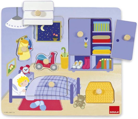 Goula Match-inside Children's Room Peg Puzzle 揭揭看-睡房手抓拼圖