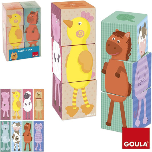 Goula Match & Mix Animals Block Puzzle 動物6塊立方拼圖6面不同圖案