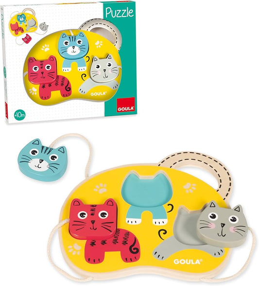 Goula Baby Cats Matching Chunky Puzzle 猫寶寶拼板- 帶有防失繩