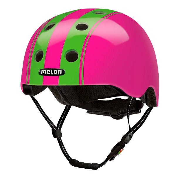 Melon Kids Helmet Urban Active Super Light - Double Green Pink Germany 德國超輕透氣 幼兒頭盔 雙綠條紋粉紅色