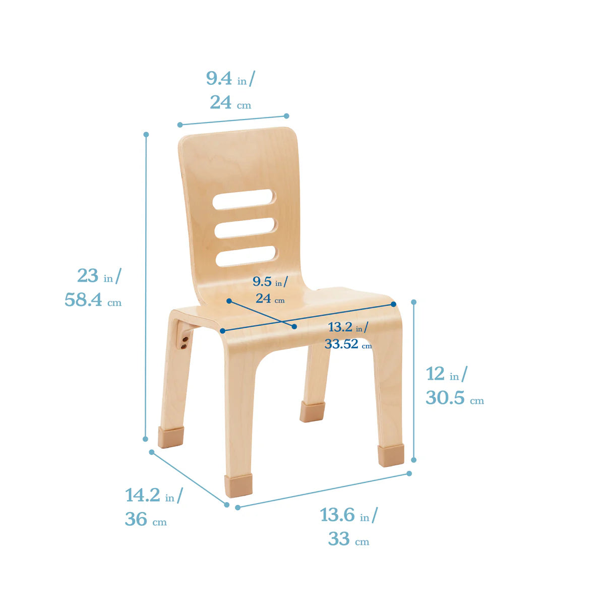 ECR4Kids Bentwood Chair, 10in Seat Height, Stackable Seats, 2-Pack 彎木椅，座高10英寸，可堆疊椅子，2件裝
