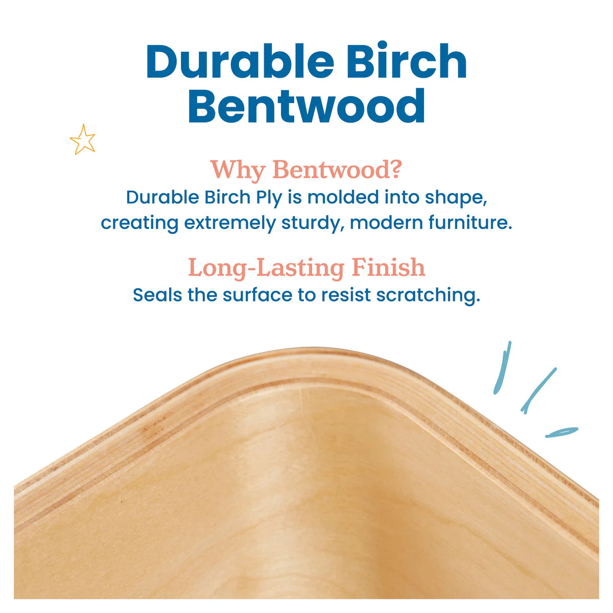 ECR4Kids Premium Bentwood Multipurpose Table and Chair Set, Kids Furniture, Natural, 3-Piece 高級彎木多功能桌椅組，兒童家具，自然色，3件裝