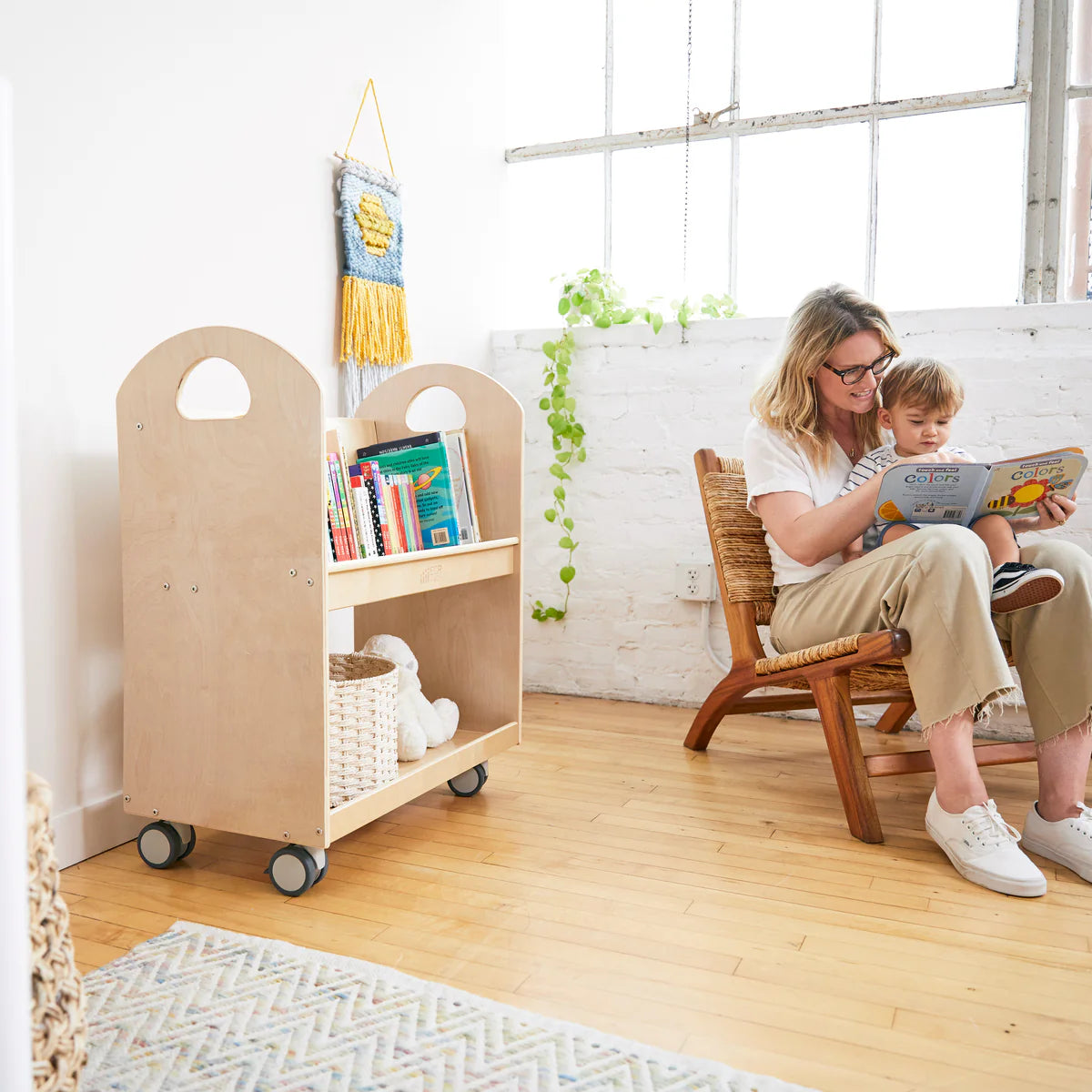 ECR4Kids Mobile Book Cart with Countdown Timer and Storage
