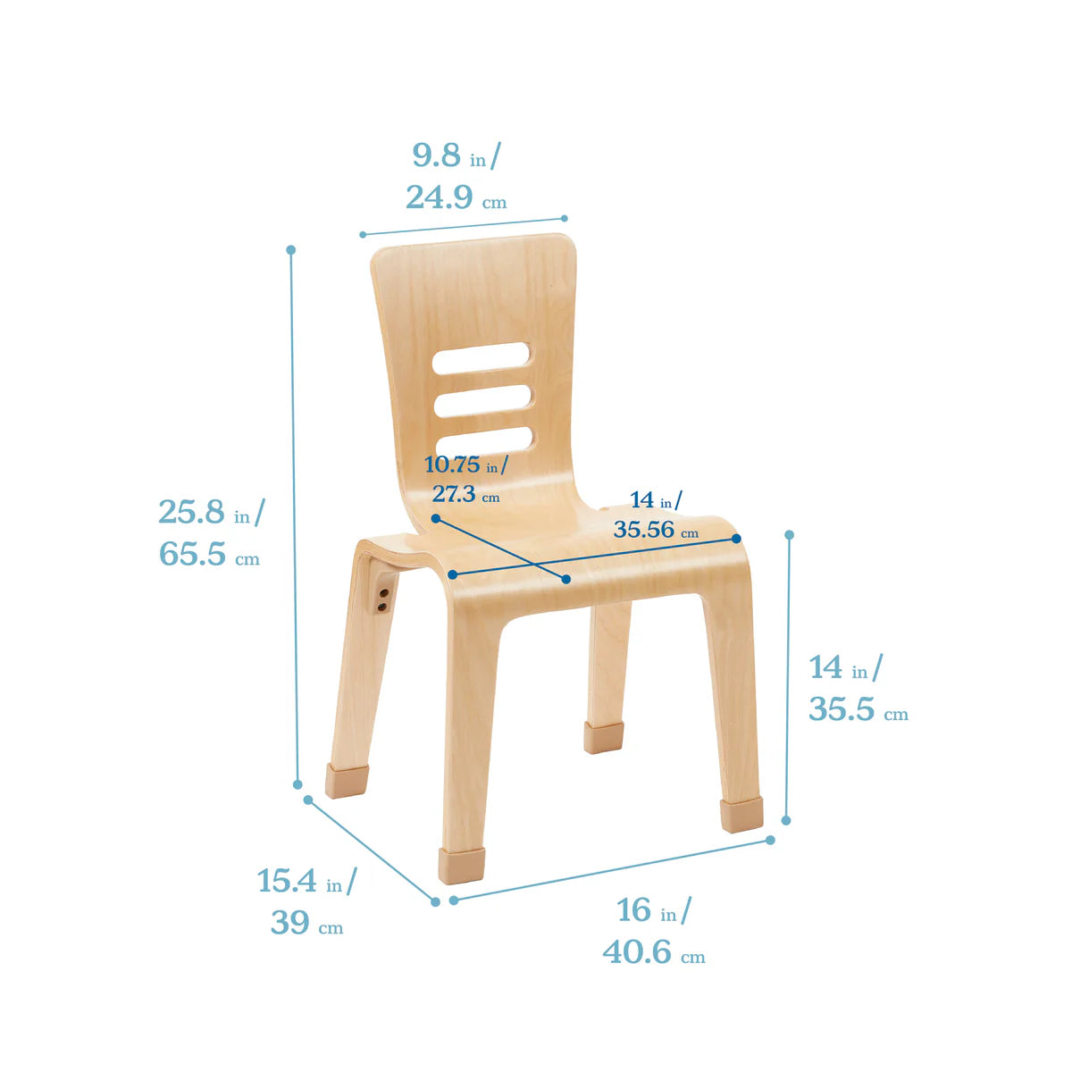 ECR4Kids Bentwood Chair, 10in Seat Height, Stackable Seats, 2-Pack 彎木椅，座高10英寸，可堆疊椅子，2件裝
