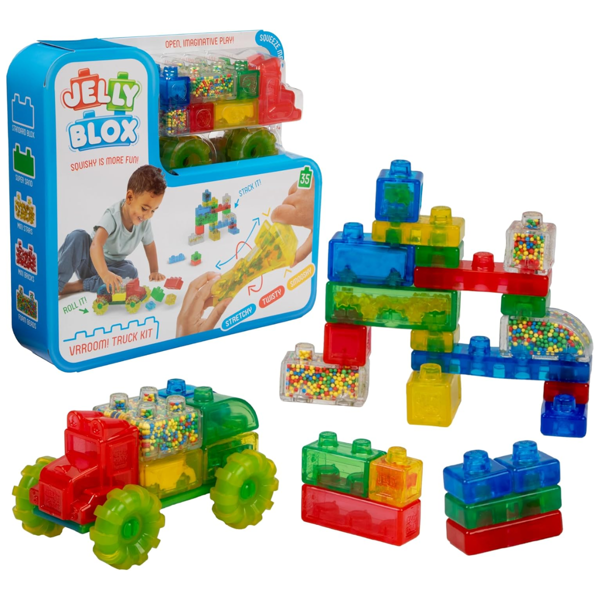 Jelly Blox Vrroom! Truck Kit - 35 pieces 軟體積木貨車套裝