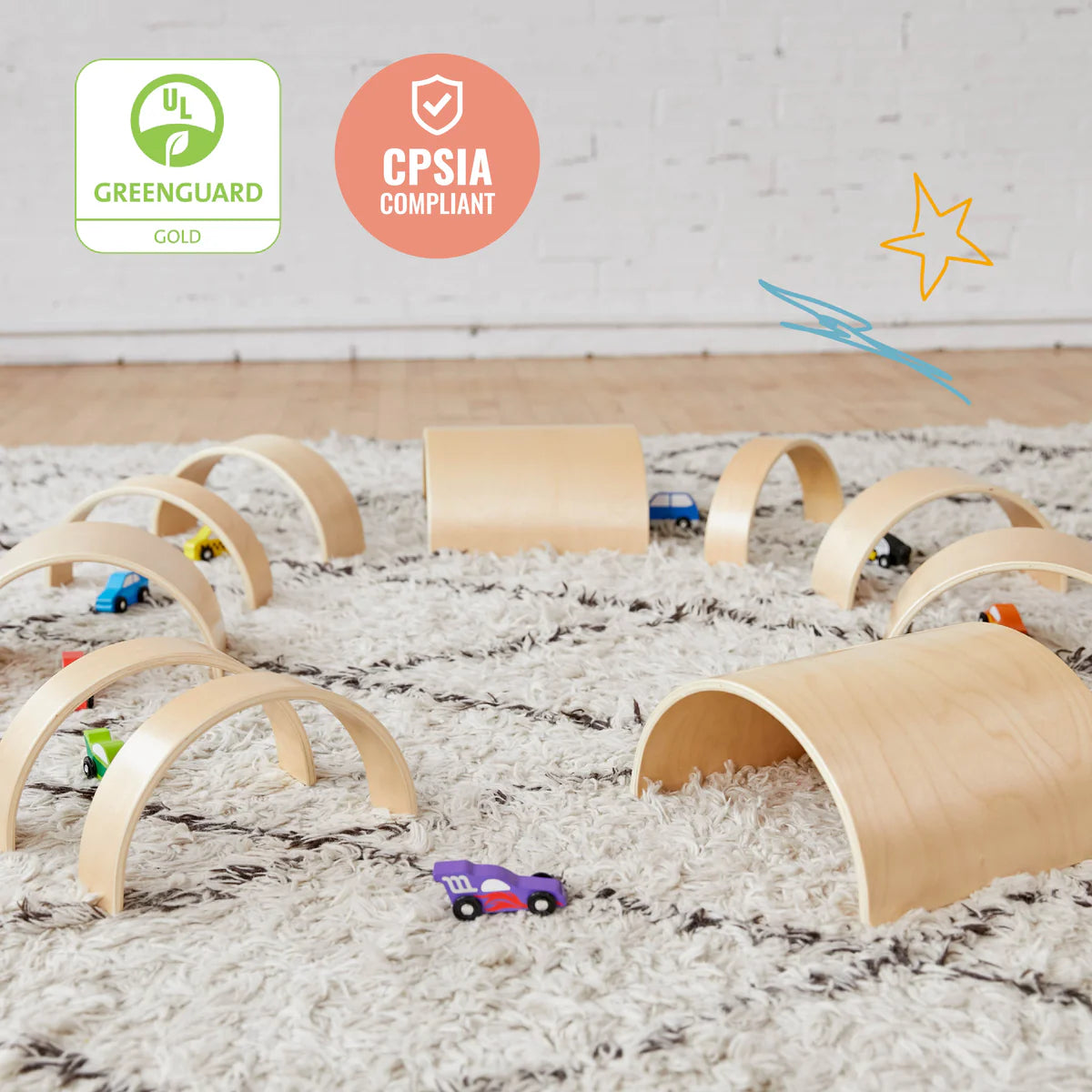 ECR4Kids Wooden Tunnels and Arches 10 Piece Set 木製隧道和拱門10件套