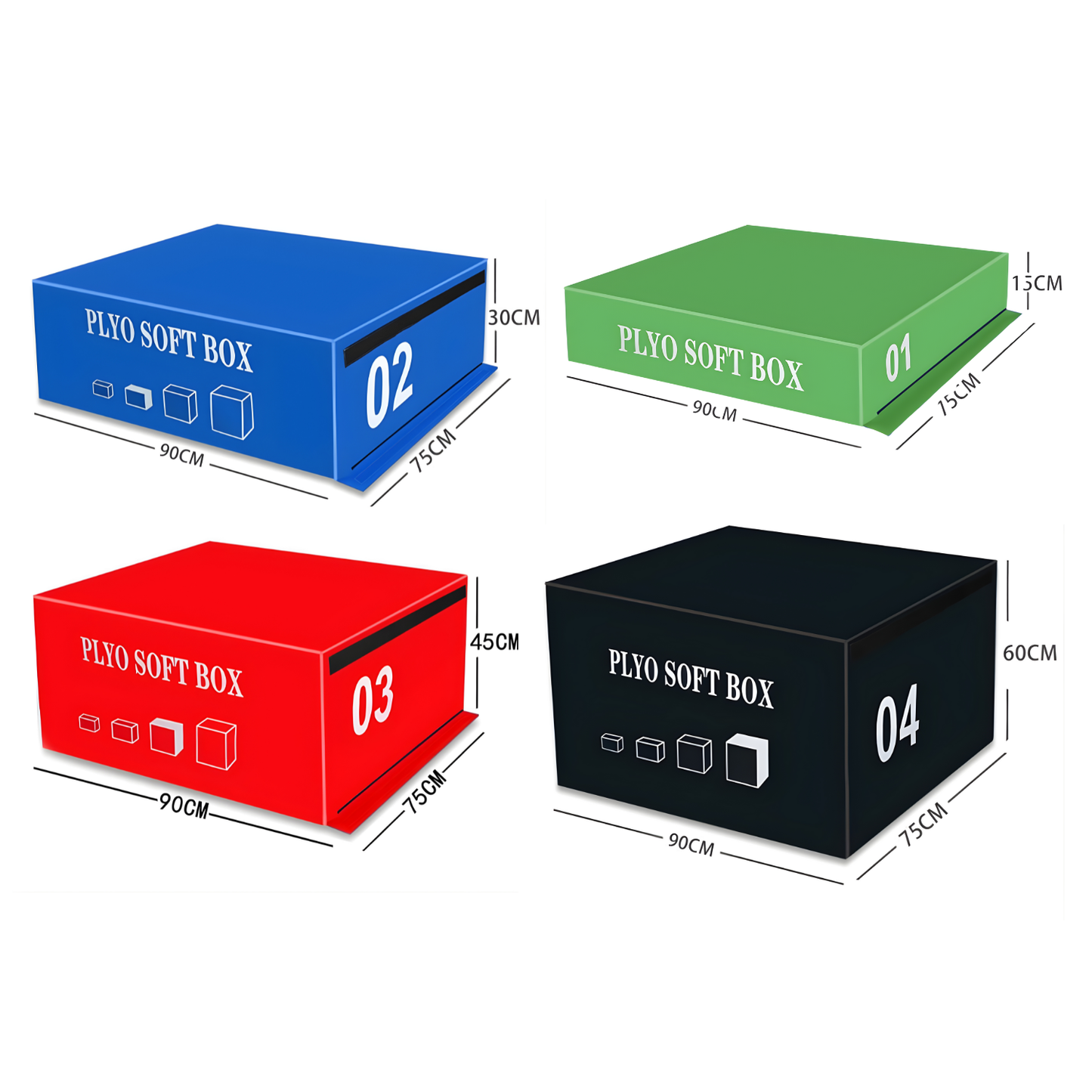Kindermatic Plyometric Box Soft Foam Set of 4件組 軟質泡沫跳箱套裝 L90*W75*H150cm
