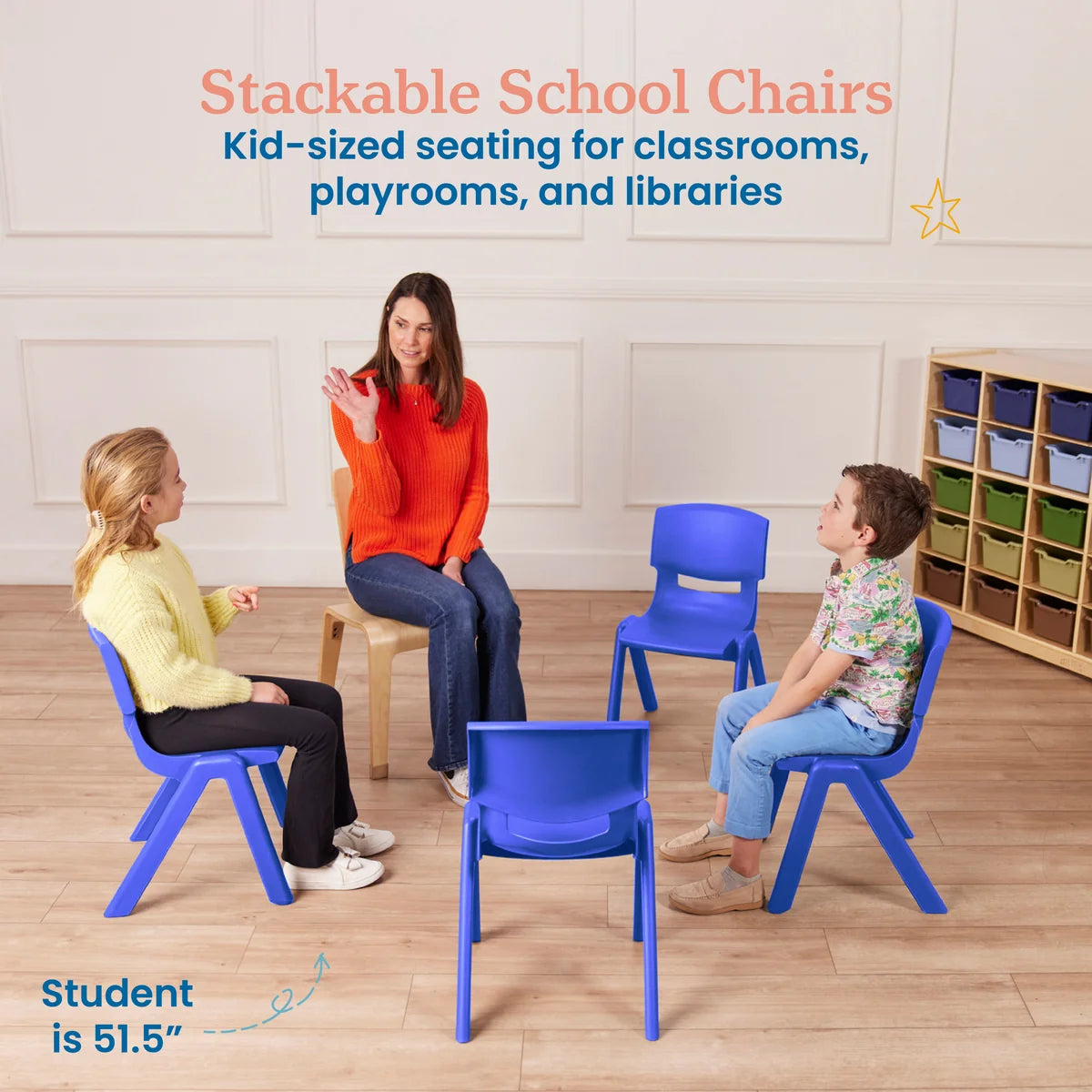 ECR4Kids Plastic School Stack Chair Set of 5張套裝 課室可疊高樹脂椅子 GREENGUARD Gold Certified