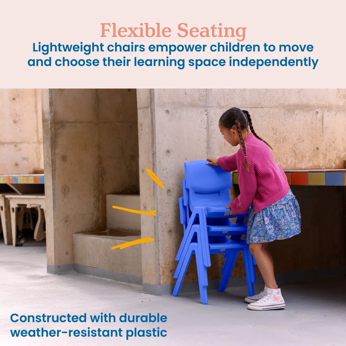 ECR4Kids Plastic School Stack Chair Set of 5張套裝 課室可疊高樹脂椅子 GREENGUARD Gold Certified