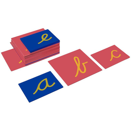 Kindermatic Montessori Lower Case Sandpaper Letters - Cursive with Box 蒙特梭利 英文字母沙板 小寫草體 含木盒