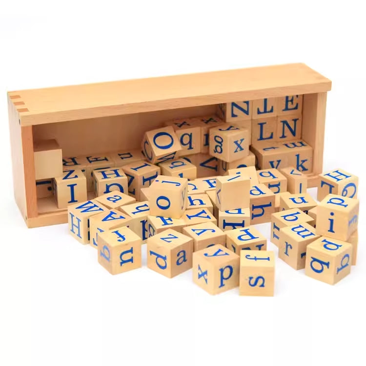 Wooden Alphabet Cube Set of 58 塊木製英文字母方塊盒