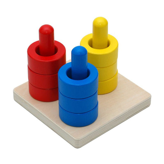Kindermatic Montessori Colored Discs on 3 Colored Dowels 蒙特梭利 彩色圓圈和彩色銷子