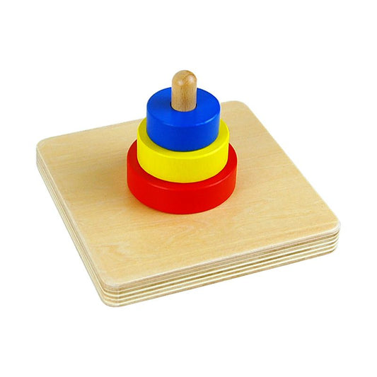 Kindermatic Montessori Three Discs on a Vertical Dowel 蒙特梭利 三個小圓片和垂直木釘