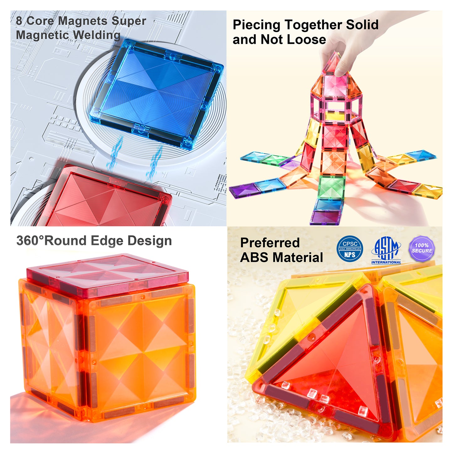 Mideer Colorful Magnetic Tiles Set of 100塊 透彩磁性建構片套裝