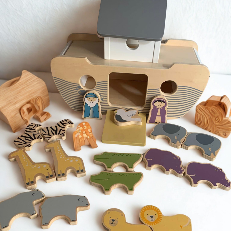 Wooden Noah’s Ark with Animals Matching Game 木製諾亞方舟配對記憶遊戲