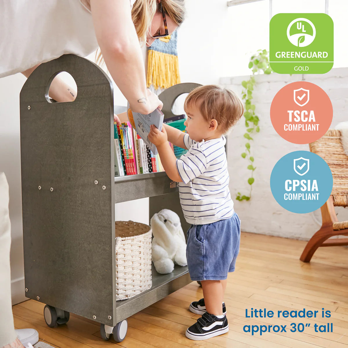 ECR4Kids Mobile Book Cart with Countdown Timer and Storage