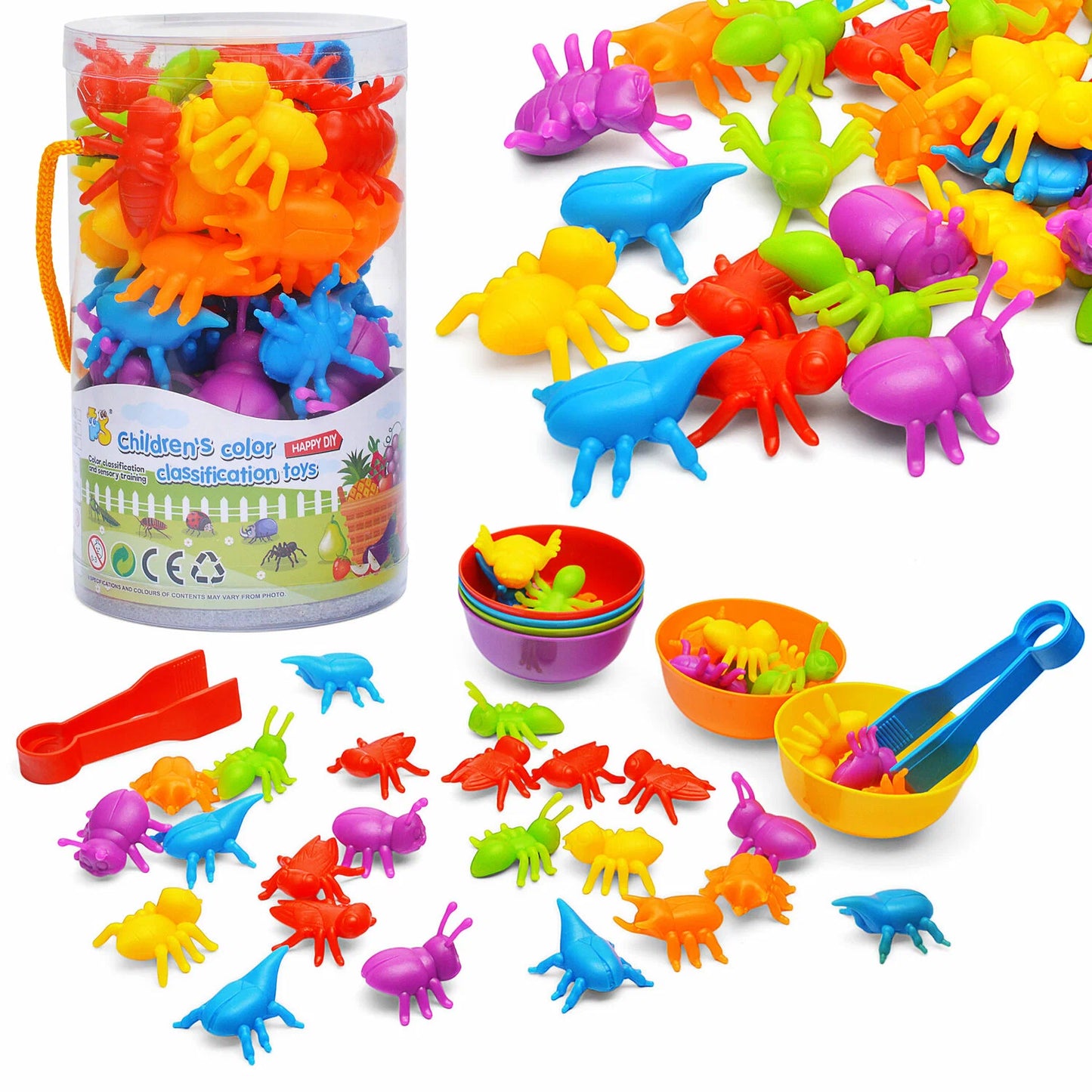 Rainbow Insert Sorting & Counting Game 小昆蟲顏色與數量排序數量遊戲套裝