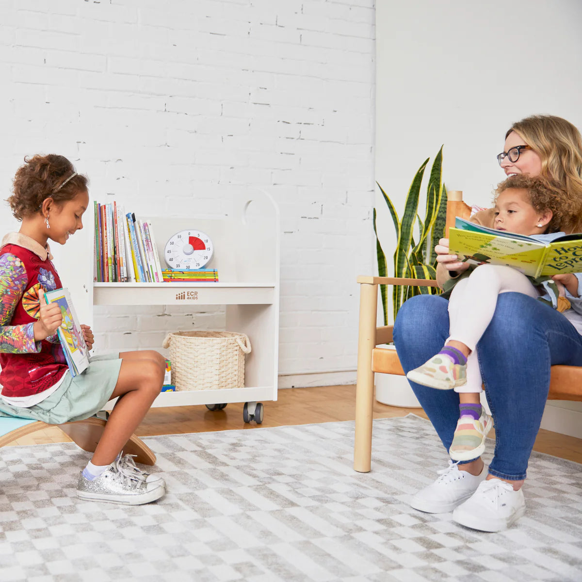 ECR4Kids Mobile Book Cart with Countdown Timer and Storage