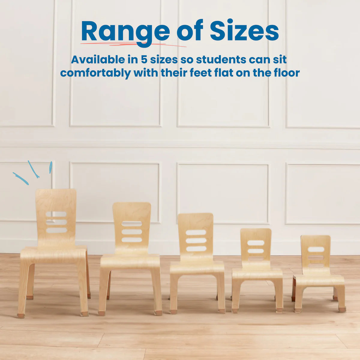 ECR4Kids Bentwood Chair, 10in Seat Height, Stackable Seats, 2-Pack 彎木椅，座高10英寸，可堆疊椅子，2件裝