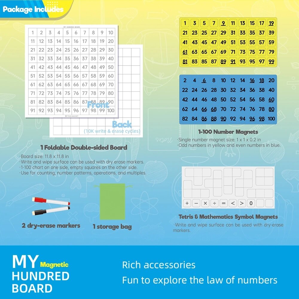 Math Rack 100 Magnetic Hundred Board Mathematics Learning Set 磁力一百板 數學思維教具套裝 – MY ...