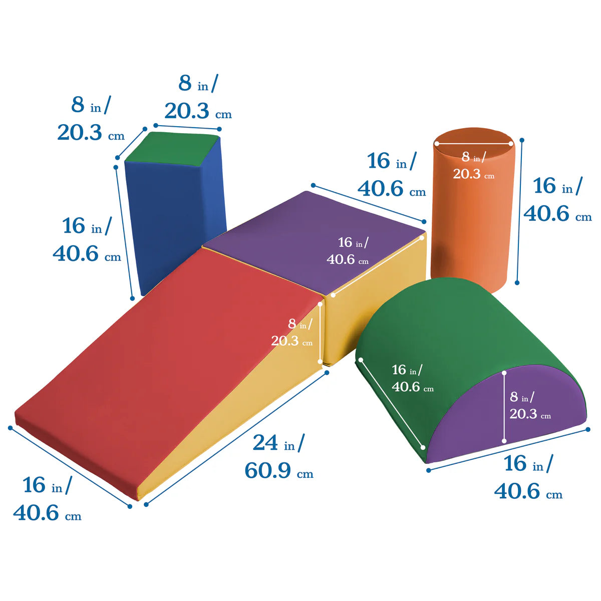 SoftZone Climb and Crawl Playset, Building Blocks, 5-Piece SoftZone 攀爬與爬行遊戲組，建築積木，5件套