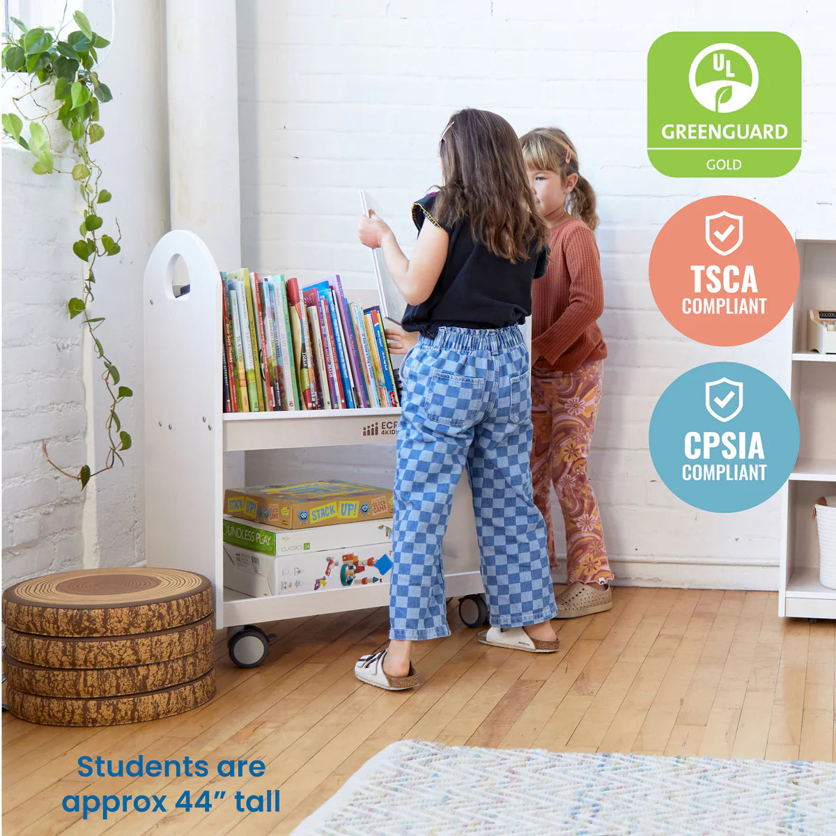 ECR4Kids Mobile Book Cart with Countdown Timer and Storage