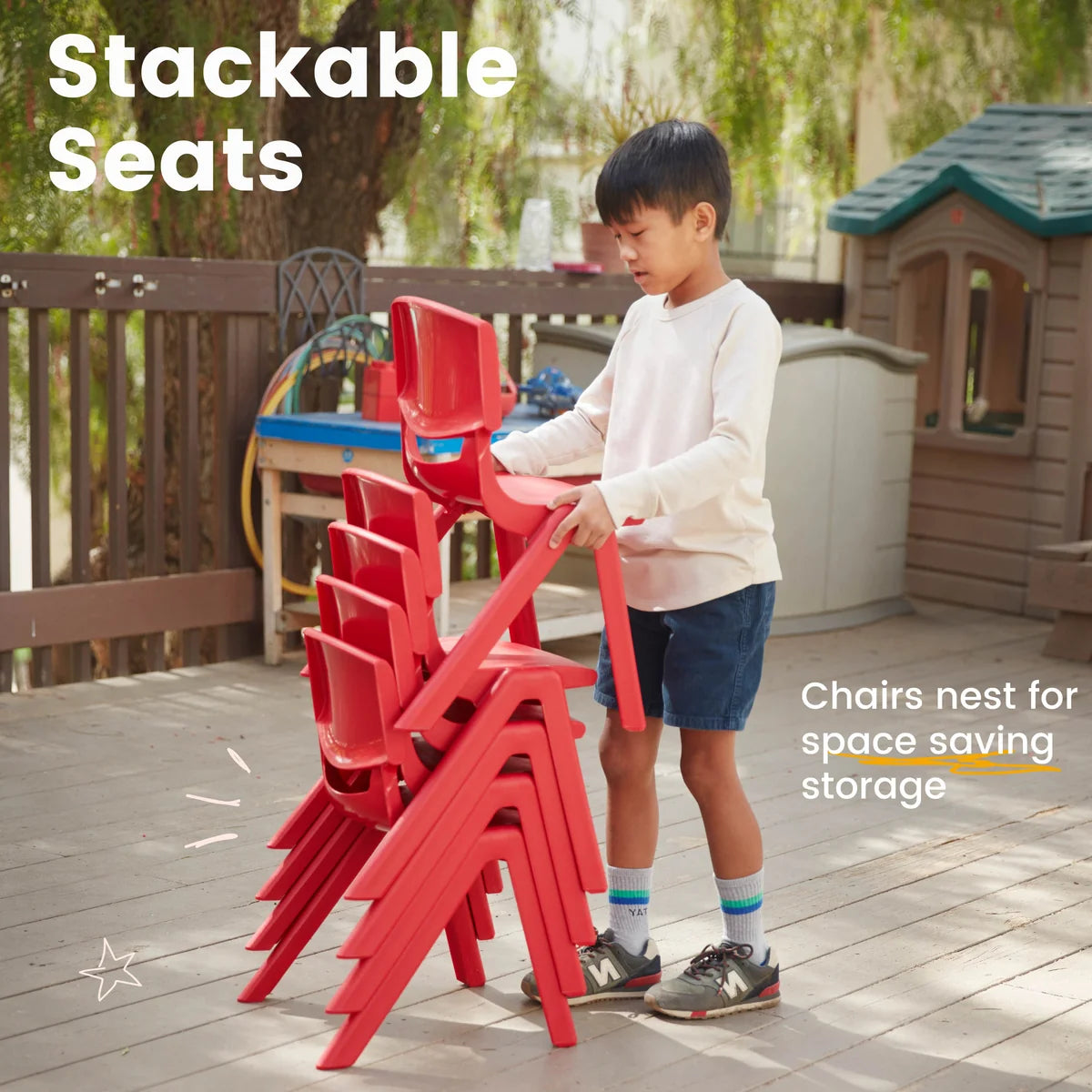 ECR4Kids Plastic School Stack Chair Set of 5張套裝 課室可疊高樹脂椅子 GREENGUARD Gold Certified